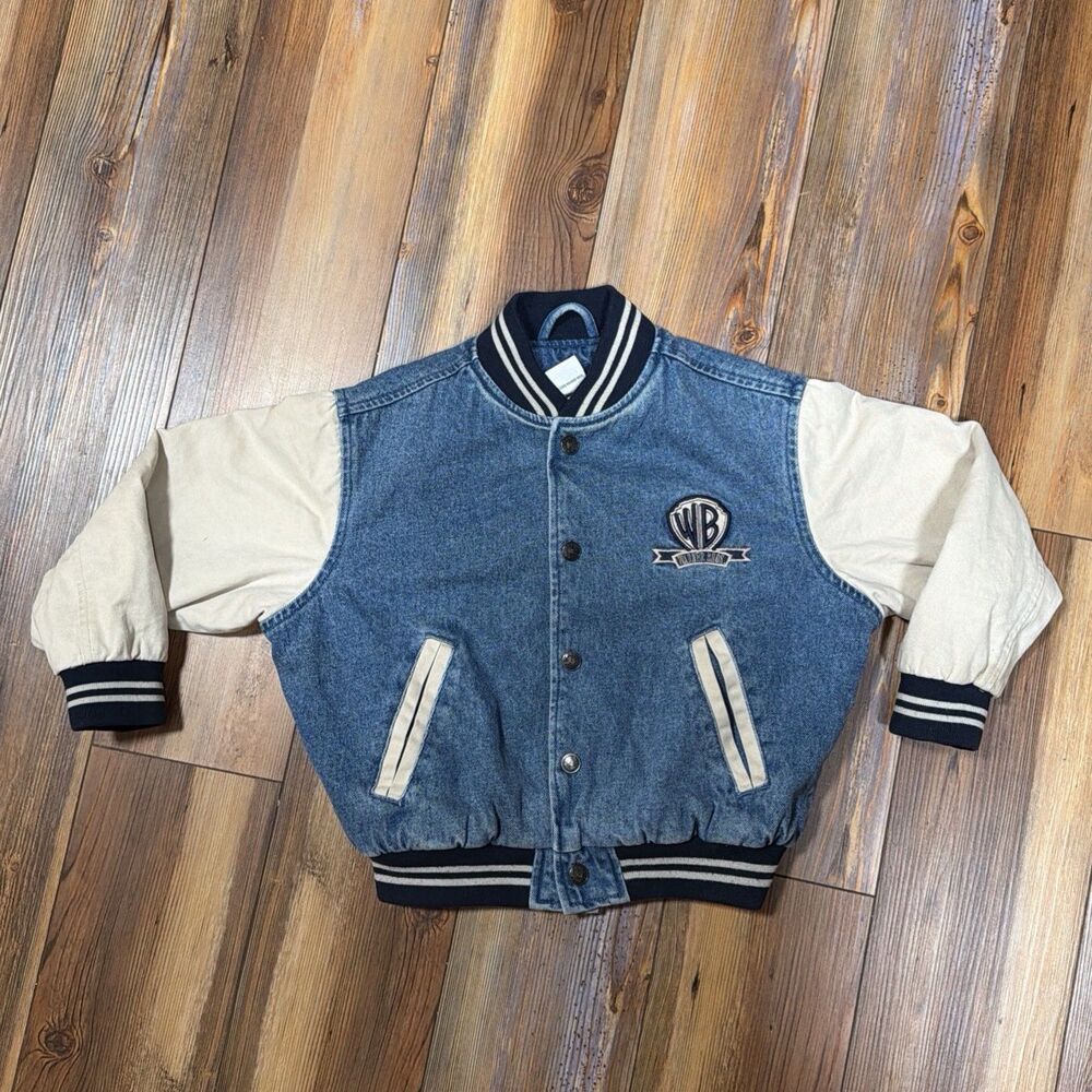 Vintage 2000 Warner Bros Looney Tunes Denim Jacket Kids 4 XS Embroidered